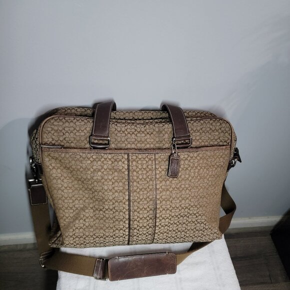 Coach Women's Laptop Signature Tote or Shoulder Bag with Leather Straps - Picture 1 of 7